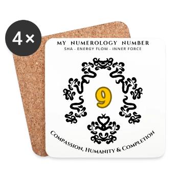 Number 9 Symbol of Compassion and Humanity - Coasters (set of 4) - white - Front