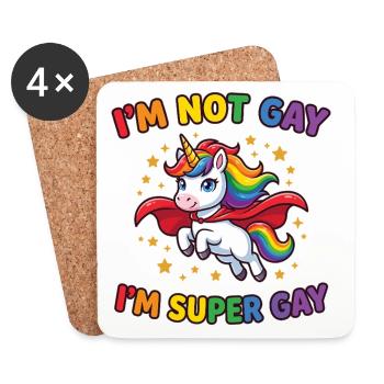 Pride Month LGBT -  I’m not Gay, I’m Supergay - Coasters (set of 4) - white - Front