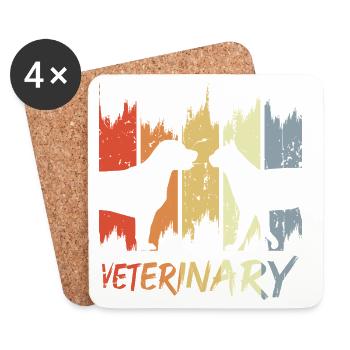 Veterinary Vintage Look - Coasters (set of 4) - white - Front