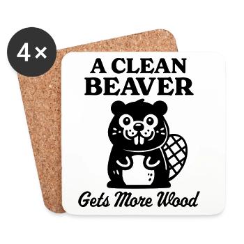 A clean beaver gets more wood - Coasters (set of 4) - white - Front