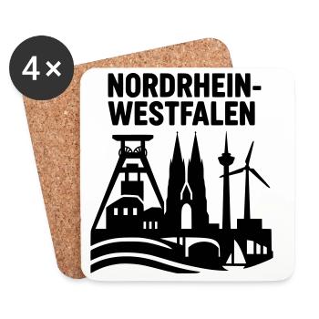 Nordrhein Westfalen NRW Wahrzeichen Silhouette  - Untersetzer (4er-Set) - Weiß - Vorne