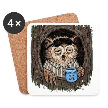 Caffeine is a Lie Eule Coffee - Coasters (set of 4) - white - Front