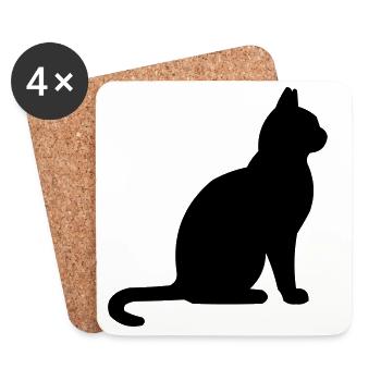 Cat - Coasters (set of 4) - white - Front