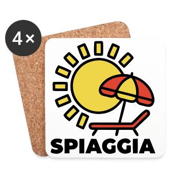 Strand Spiaggia Italien Urlaub Sonne Meer - Untersetzer (4er-Set) - Weiß - Vorne