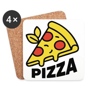 Pizza Piece Letting Italy Pizzeria - Dessous de verre (lot de 4) - blanc - Devant