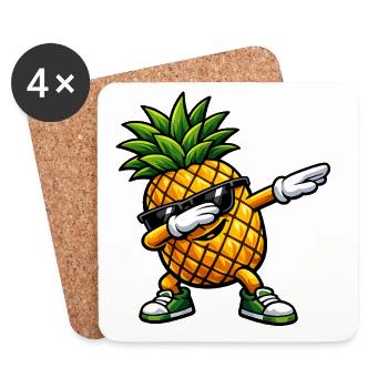 Dabbing Ananas - Untersetzer (4er-Set) - Weiß - Vorne