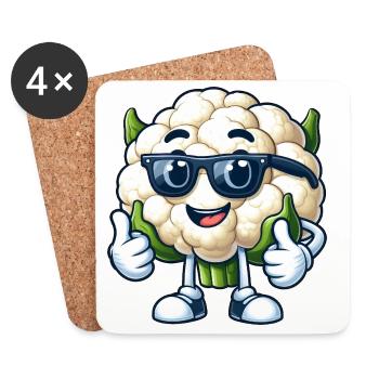 Lunettes de soleil végétariennes véganes Cool Cauliflower - Dessous de verre (lot de 4) - blanc - Devant