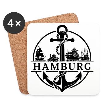 Hamburg Boote - Untersetzer (4er-Set) - Weiß - Vorne
