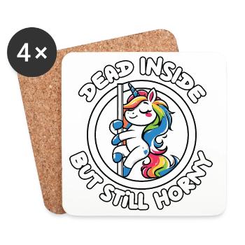 Rainbow Unicorn Pole Dance Dead inside horny - Untersetzer (4er-Set) - Weiß - Vorne