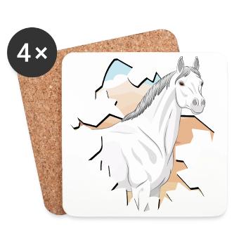 La tête d'un cheval Abbayan devant un désert - Dessous de verre (lot de 4) - blanc - Devant