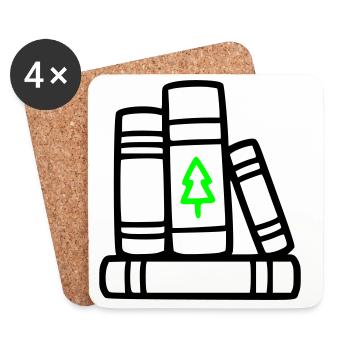 Bücherstapel Baum Natur Lesen Buchclub Wald - Untersetzer (4er-Set) - Weiß - Vorne