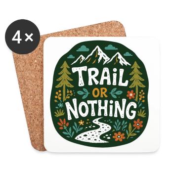 Trail or Nothing Berglauf-Design - Untersetzer (4er-Set) - Weiß - Vorne