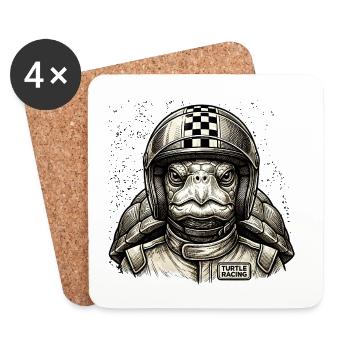 Fast Racing Turtle in a Vintage Comic Style - Coasters (set of 4) - white - Front