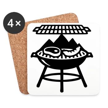 Grill au charbon Grill à la viande Maître Fête des Pères - Dessous de verre (lot de 4) - blanc - Devant