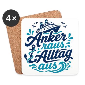 Anchor out, everyday life off - Coasters (set of 4) - white - Front