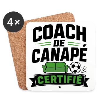 Coach de Canapé Certifié - Foot Humour - Dessous de verre (lot de 4) - blanc - Devant