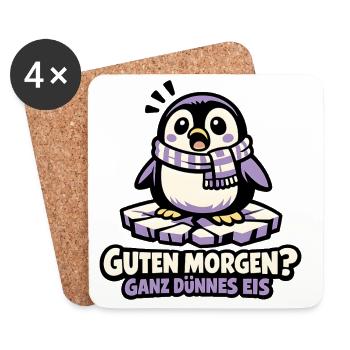 Guten Morgen Pinguin auf Eis - Untersetzer (4er-Set) - Weiß - Vorne