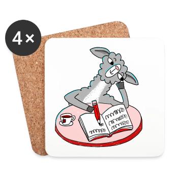 Lama writes diary - Coasters (set of 4) - white - Front