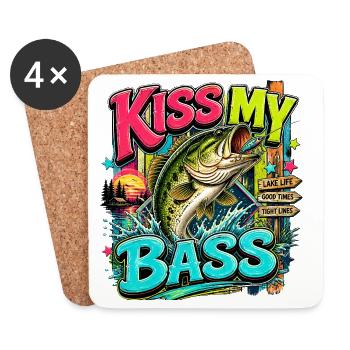 Kiss My Bass Neon Splash - Coasters (set of 4) - white - Front