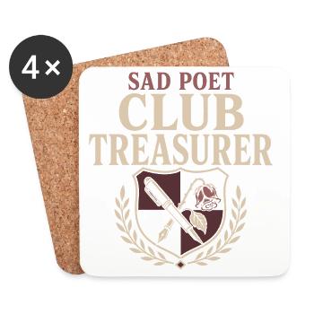 Poetcore Poète Poésie Dark Academia Gift - Dessous de verre (lot de 4) - blanc - Devant