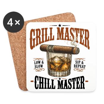 Grillmeister Whisky & Zigarre - Untersetzer (4er-Set) - Weiß - Vorne