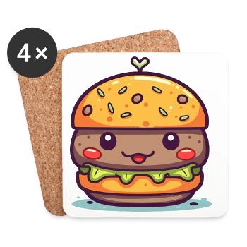 Kawaii Burger Charme - Untersetzer (4er-Set) - Weiß - Vorne