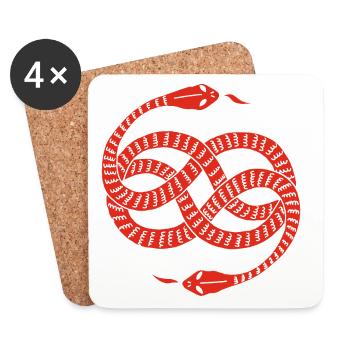 Serpents rouges infinis - Dessous de verre (lot de 4) - blanc - Devant
