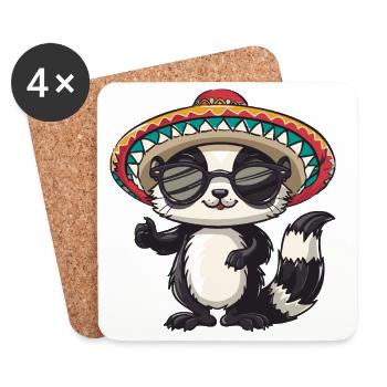 Sombrero drôle de moufette - Dessous de verre (lot de 4) - blanc - Devant
