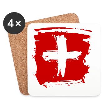 SCHWEIZ SWISS SWITZERLAND EUROPA SPORT FAN - Untersetzer (4er-Set) - Weiß - Vorne