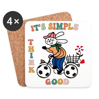 Hase mit Fahrrad Fußball - Untersetzer (4er-Set) - Weiß - Vorne