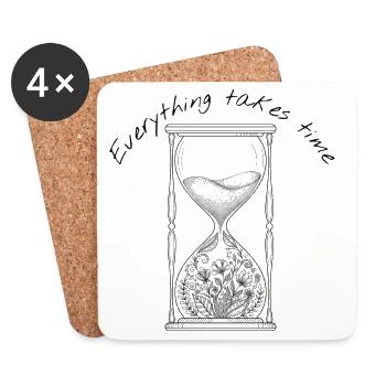 Everything Takes Time Sanduhr - Untersetzer (4er-Set) - Weiß - Vorne