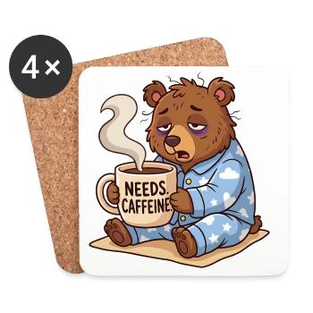 Needs Caffeine Mueder Bär Kaffee - Untersetzer (4er-Set) - Weiß - Vorne