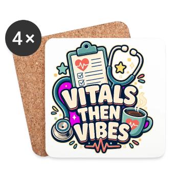 VITALS THEN VIBES Nap - Coasters (set of 4) - white - Front