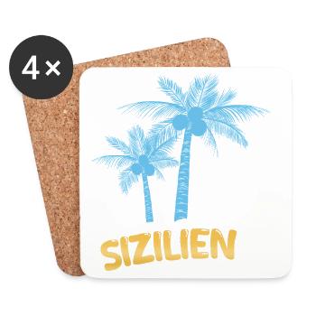 Sizilien als Palmen - Untersetzer (4er-Set) - Weiß - Vorne