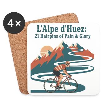 Alpe d'Huez Vintage Cyclist - Untersetzer (4er-Set) - Weiß - Vorne