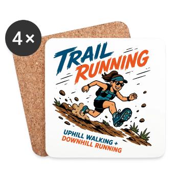 Course en sentier - marche en montée et descente - Dessous de verre (lot de 4) - blanc - Devant