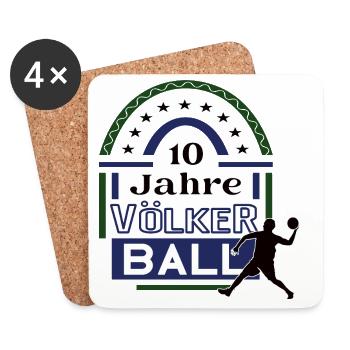 Völkerball Jubiläum 10 Jahre Trainer Spieler Jubi - Untersetzer (4er-Set) - Weiß - Vorne