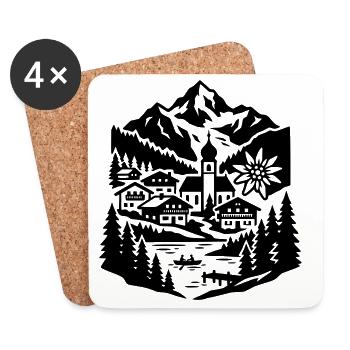 vacances en Autriche - Dessous de verre (lot de 4) - blanc - Devant