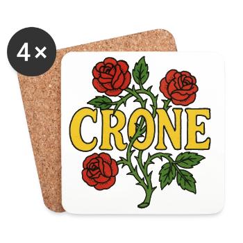 Crone Rose Floral Emblem - Coasters (set of 4) - white - Front