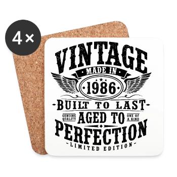40e anniversaire 1986 cadeau vintage vintage - Dessous de verre (lot de 4) - blanc - Devant