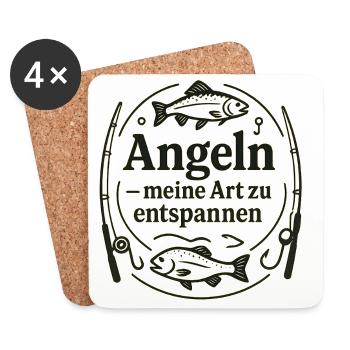 Angeln: Meine Art zu Entspannen - Untersetzer (4er-Set) - Weiß - Vorne