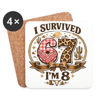 Geburtstagsgeschenk für ein 8-jähriges Western Cowboy-Mädchen - Untersetzer (4er-Set) - Weiß - Vorne