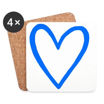 Cœur de la Ligne Bleue | Conception minimale - Dessous de verre (lot de 4) - blanc - Devant