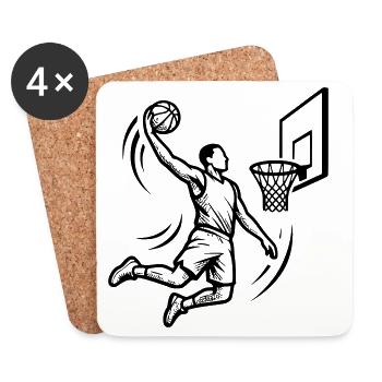 Basketballspieler Dunking Streetball Verein - Untersetzer (4er-Set) - Weiß - Vorne