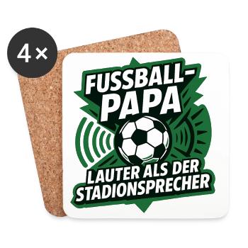 Fussball Papa Stadionsprecher - Untersetzer (4er-Set) - Weiß - Vorne