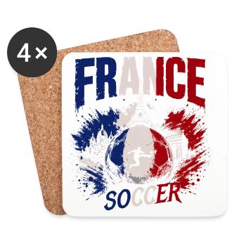 Frankreich Fußball Fanshirt | France Soccer - Untersetzer (4er-Set) - Weiß - Vorne