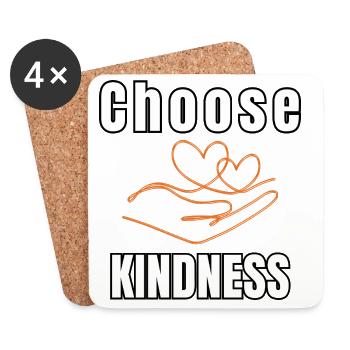 Choisissez Kindness Design d’art line-art minimaliste - Dessous de verre (lot de 4) - blanc - Devant