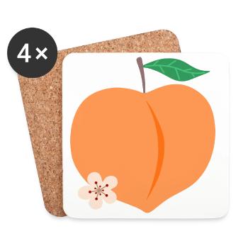 Fleur de Cœur de Pêcher - Dessous de verre (lot de 4) - blanc - Devant