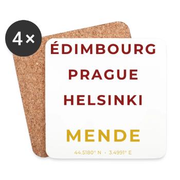 Mende Lozère - Edimbourg - Prague - Helsinki - Dessous de verre (lot de 4) - blanc - Devant