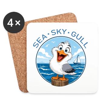 Mouette sur le tas - Dessous de verre (lot de 4) - blanc - Devant